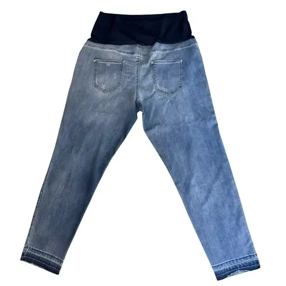 Time & Tru women's maternity Jeans size XL, distressed raw hem medium wash #4121 - Picture 2 of 9